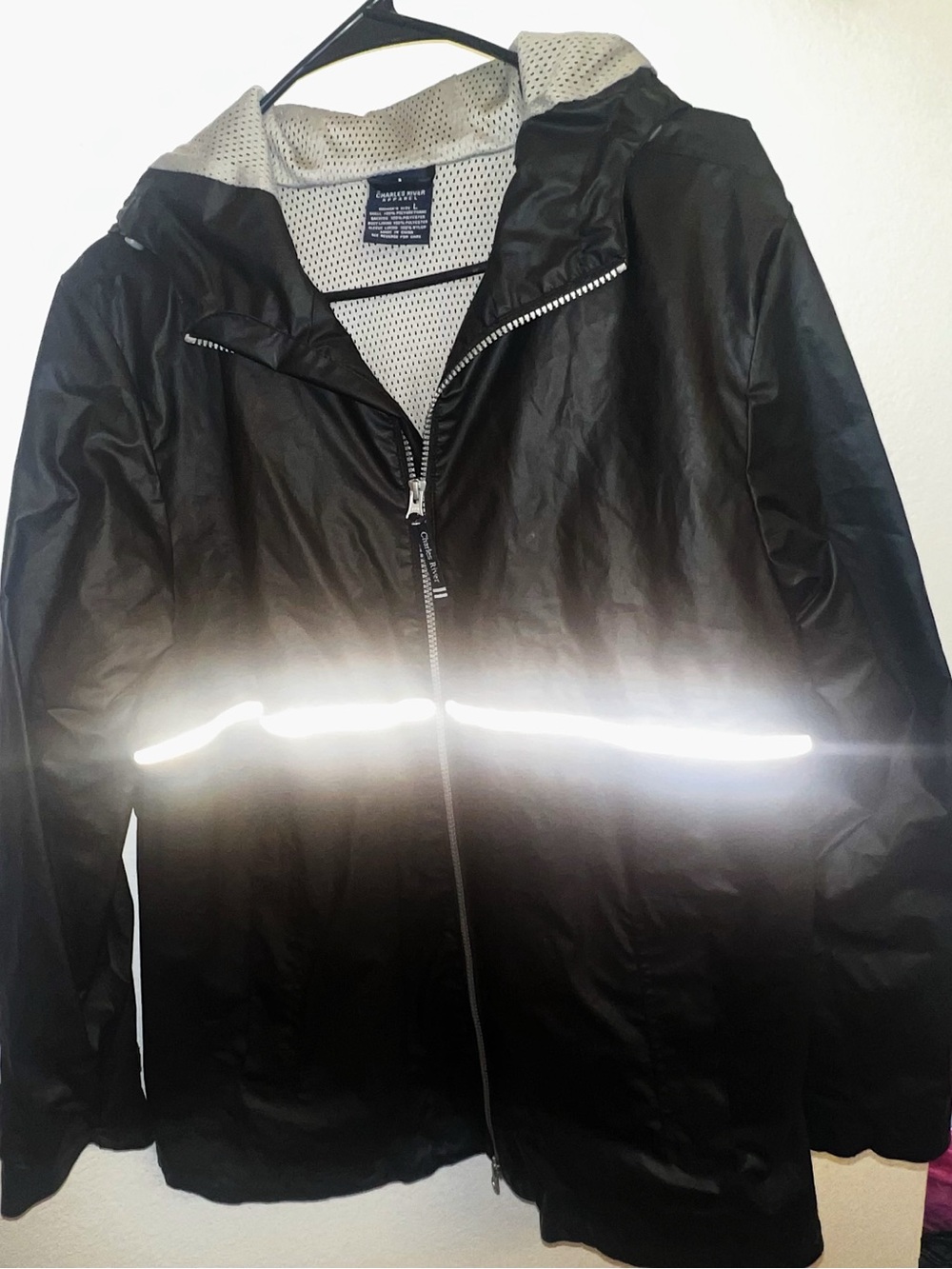 Women’s Black Lightweight Reflective Hooded Raincoat
